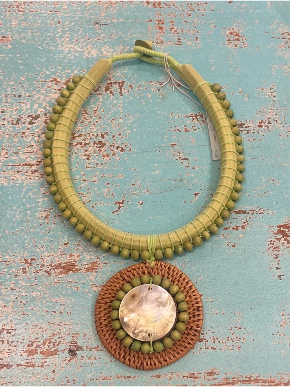 Handcrafted Olive Green Beaded Statement Necklace - Women Jewelry